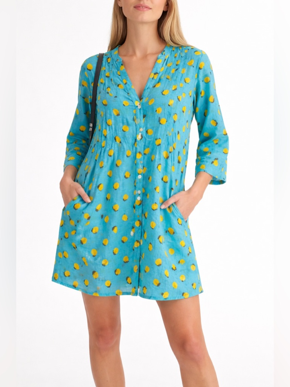 Antica Sartoria Positano Lemon Print Cover Up Tunic Dress One Size Amalfi Coast